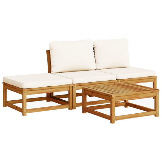 4-tlg. Garten-Lounge-Set mit Kissen Massivholz Akazie