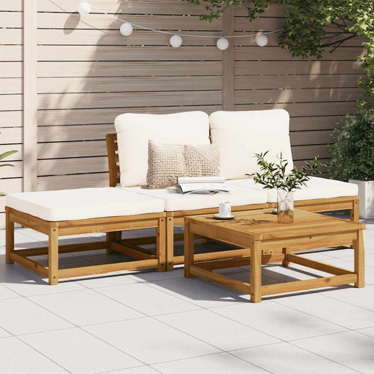 4-tlg. Garten-Lounge-Set mit Kissen Massivholz Akazie