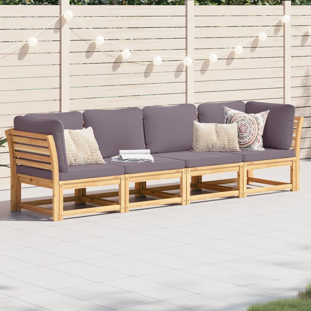 4-tlg. Garten-Lounge-Set mit Kissen Massivholz Akazie
