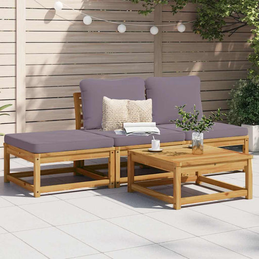 4-tlg. Garten-Lounge-Set mit Kissen Massivholz Akazie