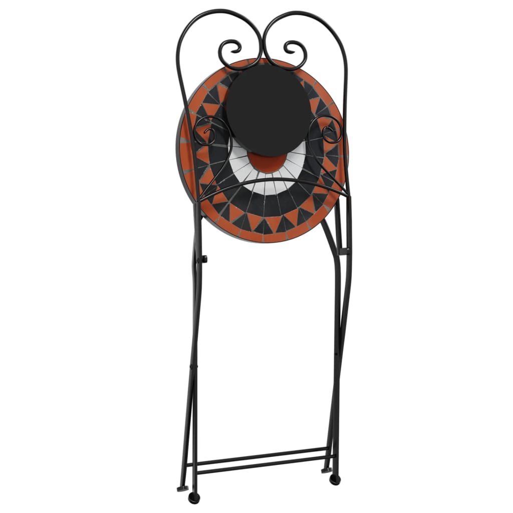 Mosaik-Bistro-Set Terrakottarot und Weiß Eisen und Keramik