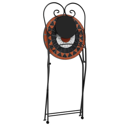 Mosaik-Bistro-Set Terrakottarot und Weiß Eisen und Keramik
