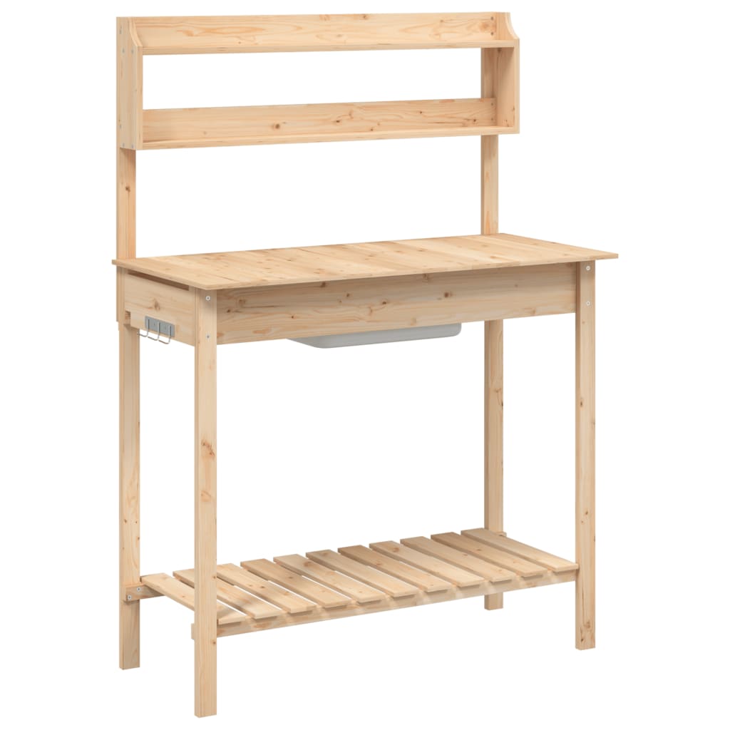 Plantebord med vask 147,5x44x139,5 cm massiv grantræ