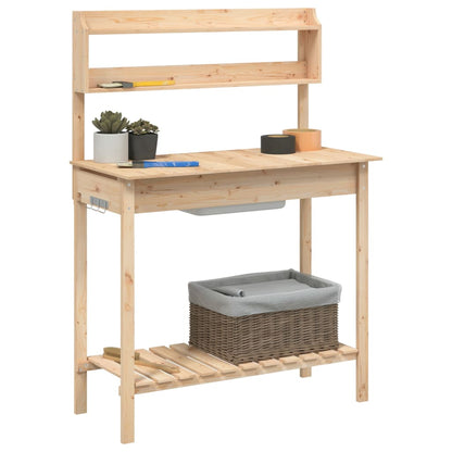 Plantebord med vask 147,5x44x139,5 cm massiv grantræ