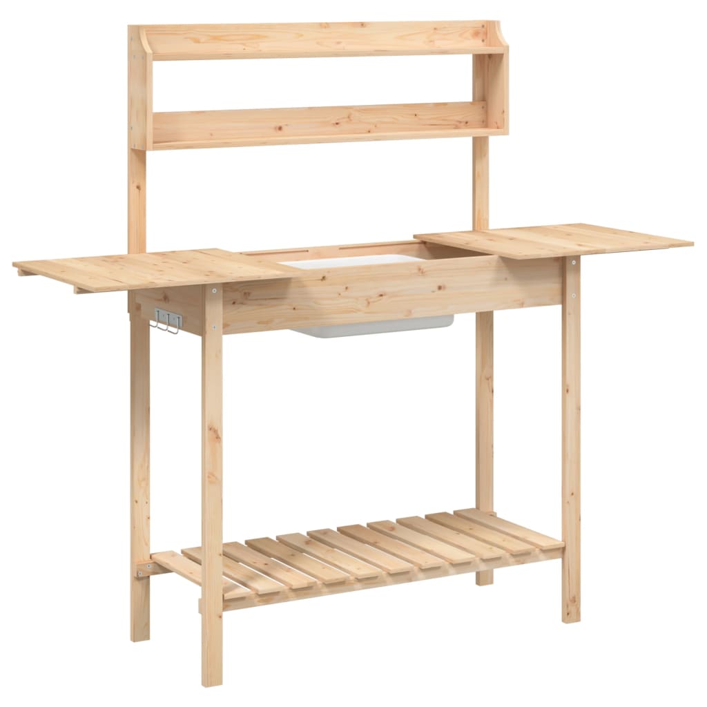 Plantebord med vask 147,5x44x139,5 cm massiv grantræ