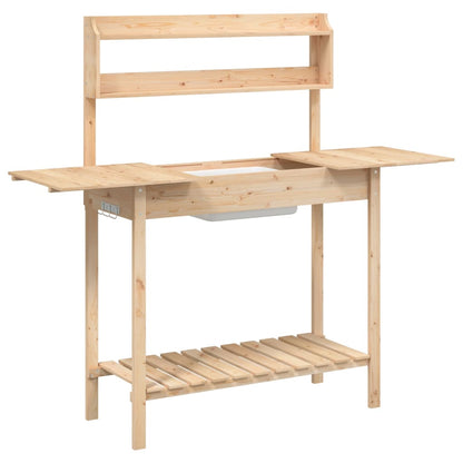 Plantebord med vask 147,5x44x139,5 cm massiv grantræ