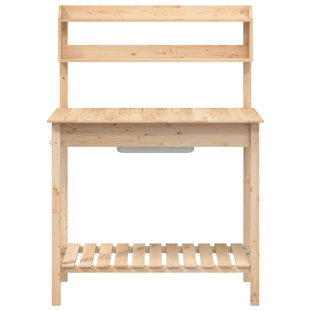 Plantebord med vask 147,5x44x139,5 cm massiv grantræ