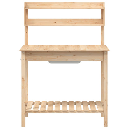 Plantebord med vask 147,5x44x139,5 cm massiv grantræ