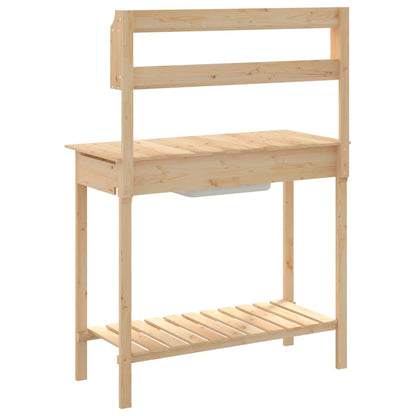 Plantebord med vask 147,5x44x139,5 cm massiv grantræ