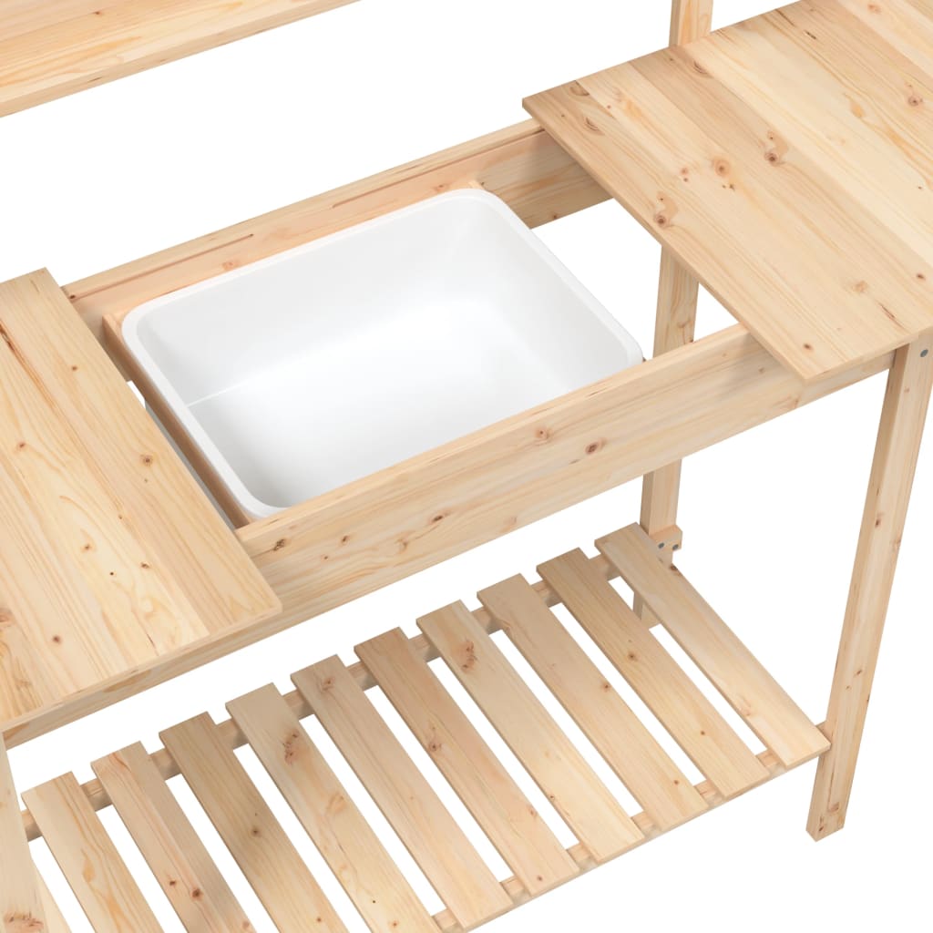 Plantebord med vask 147,5x44x139,5 cm massiv grantræ