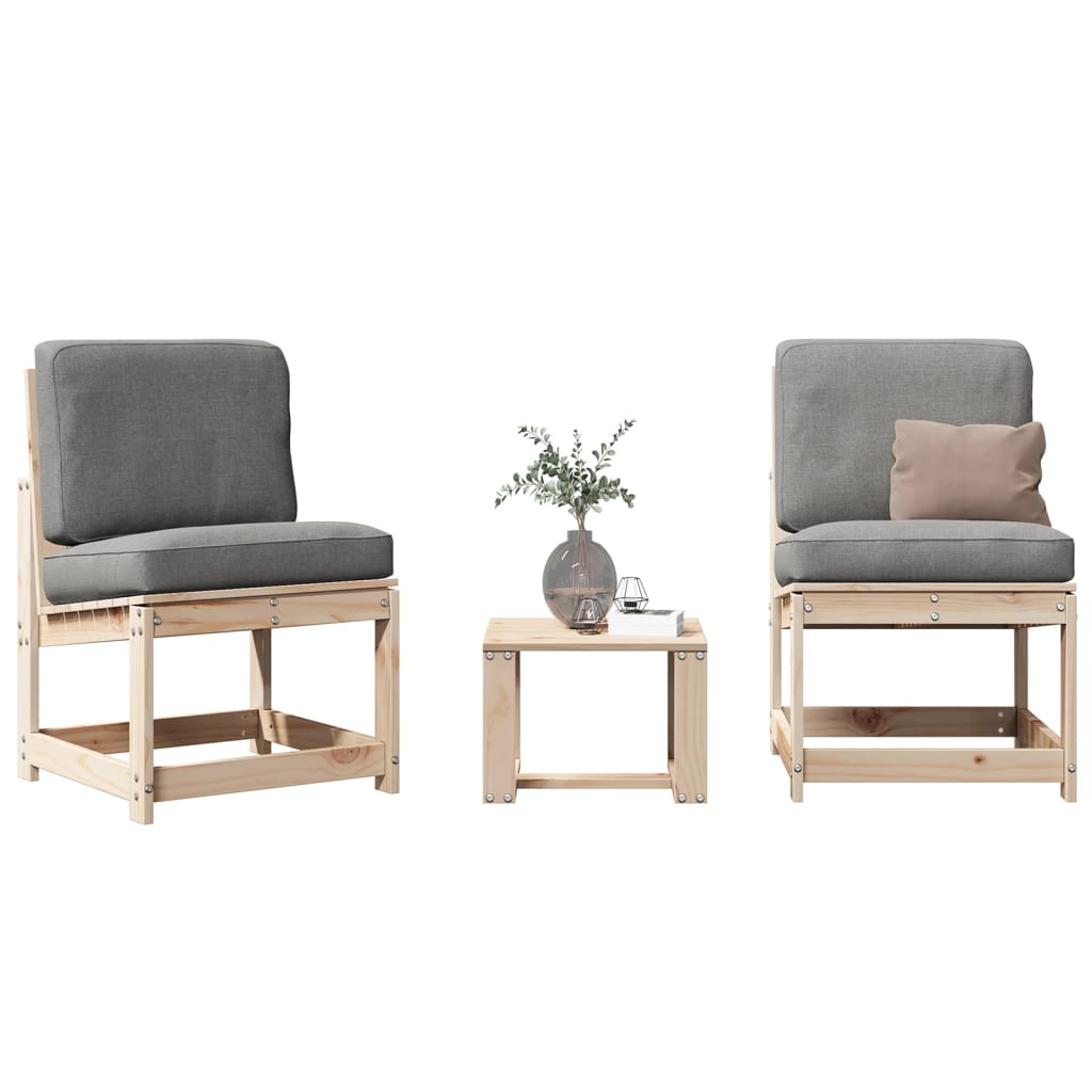 3-tlg. Garten-Lounge-Set Massivholz Kiefer