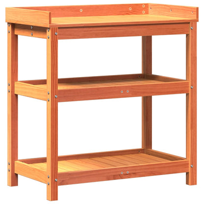 Plantebord med hylder brun 82,5x45x86,5 cm massiv fyrretræ