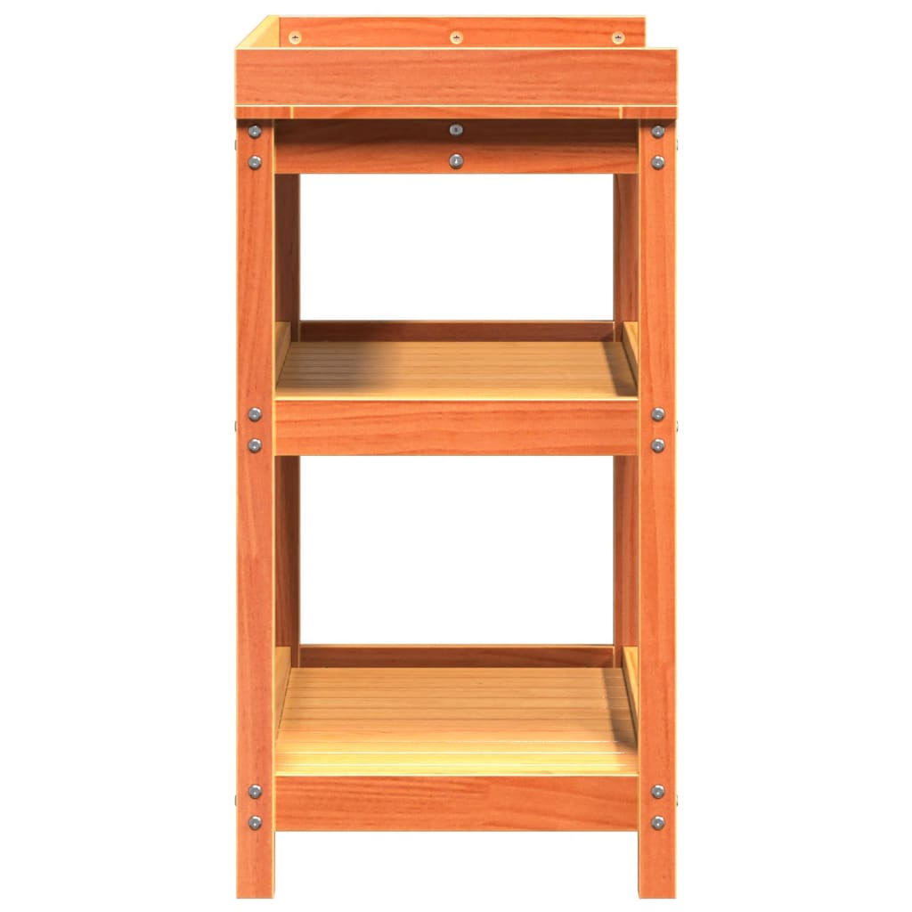 Plantebord med hylder brun 82,5x45x86,5 cm massiv fyrretræ