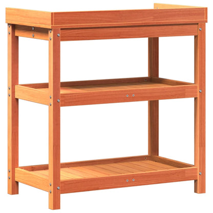Plantebord med hylder brun 82,5x45x86,5 cm massiv fyrretræ