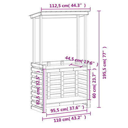 Gartenbar mit Dach Braun 112,5x57x195,5 cm Massivholz Kiefer
