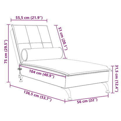 Massage-Chaiselongue mit Nackenrolle Dunkelgrau Samt