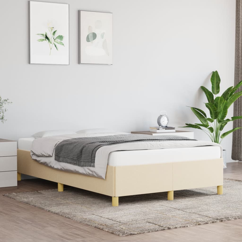 Bettgestell ohne Matratze Creme 120x190 cm Stoff