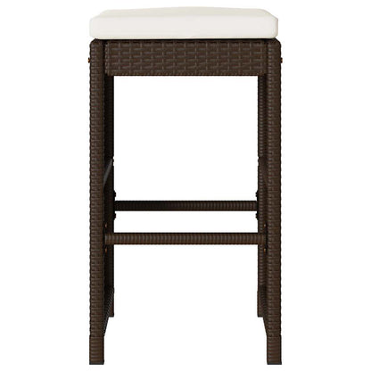 Garten-Barhocker mit Kissen 4 Stk. Braun Poly Rattan
