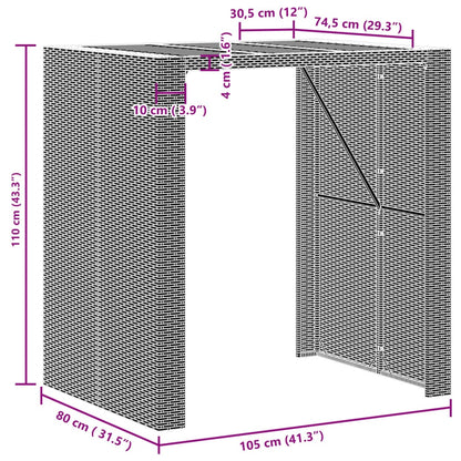 Garten-Bartisch mit Holzplatte Schwarz 105x80x110 cm Polyrattan