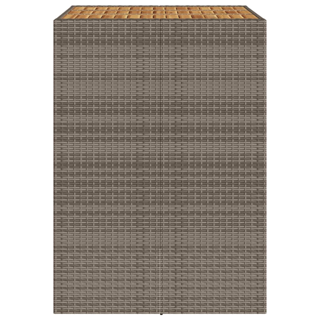 Garten-Bartisch mit Holzplatte Grau 105x80x110 cm Polyrattan