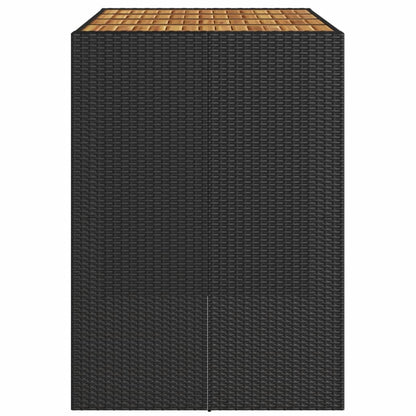 Garten-Bartisch mit Holzplatte Schwarz 145x80x110 cm Polyrattan