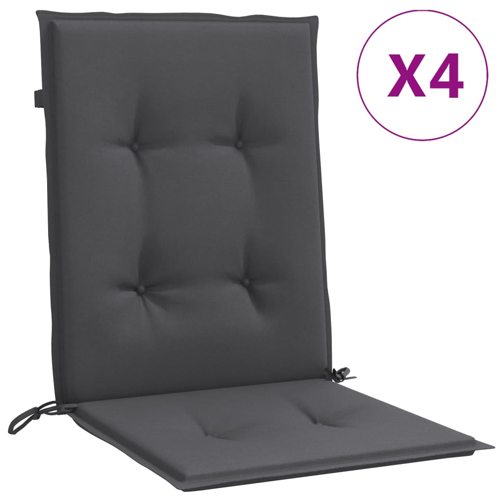 Niedriglehner-Auflagen 4 Stk Melange Anthrazit 100x50x4cm Stoff
