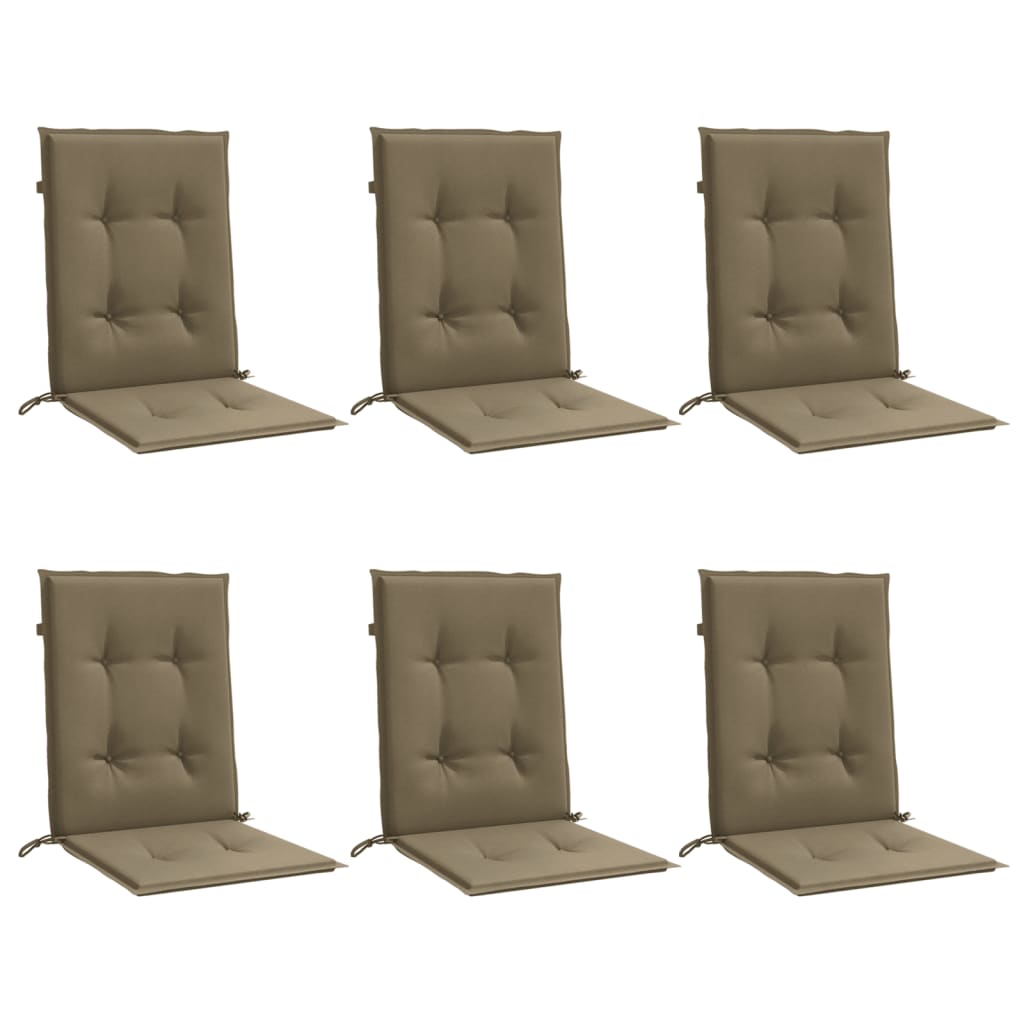 Niedriglehner-Auflagen 6 Stk. Melange Taupe 100x50x4 cm Stoff