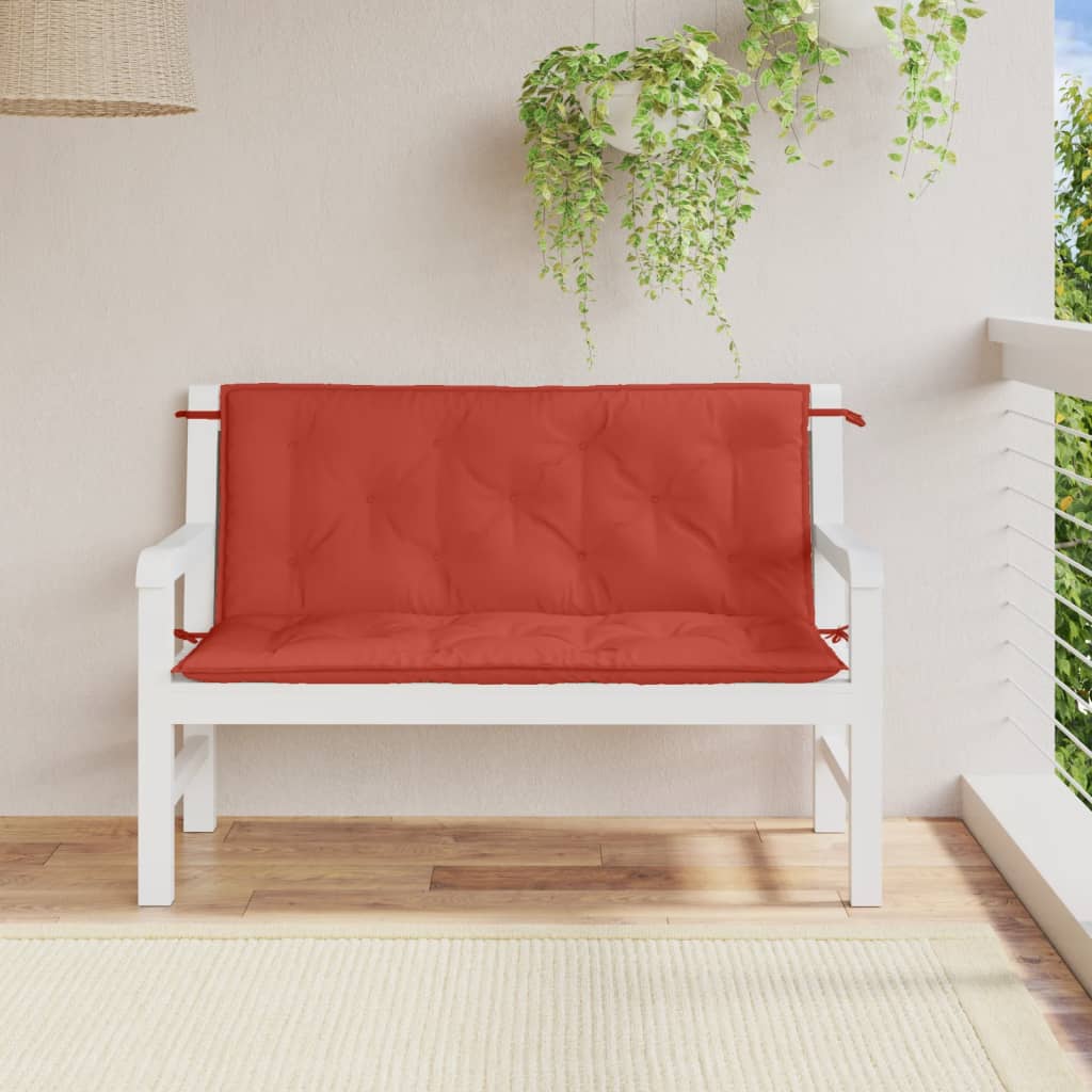 Havebænkhynder 2 stk Melange Rød 120x50x7 cm stof