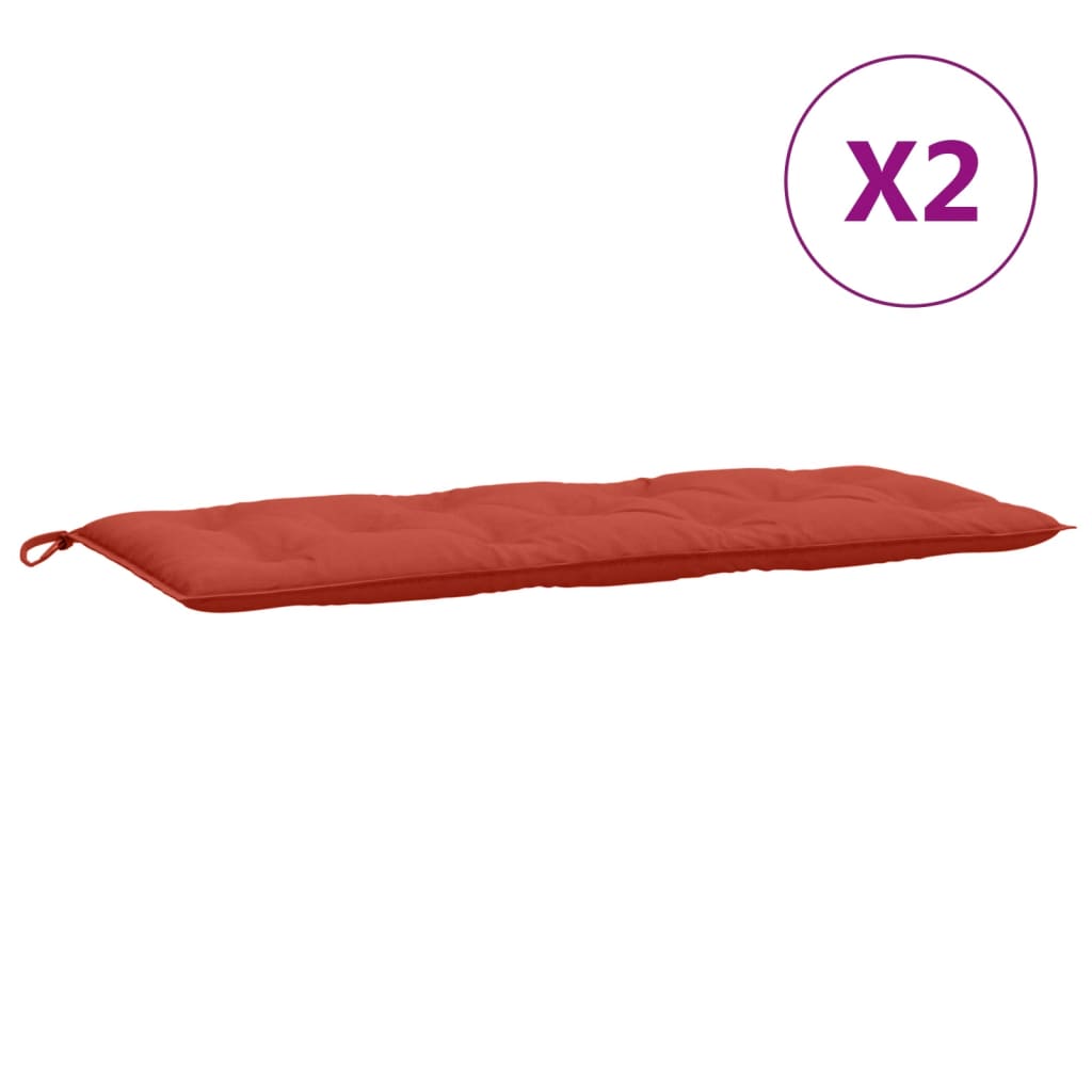 Havebænkhynder 2 stk Melange Rød 120x50x7 cm stof