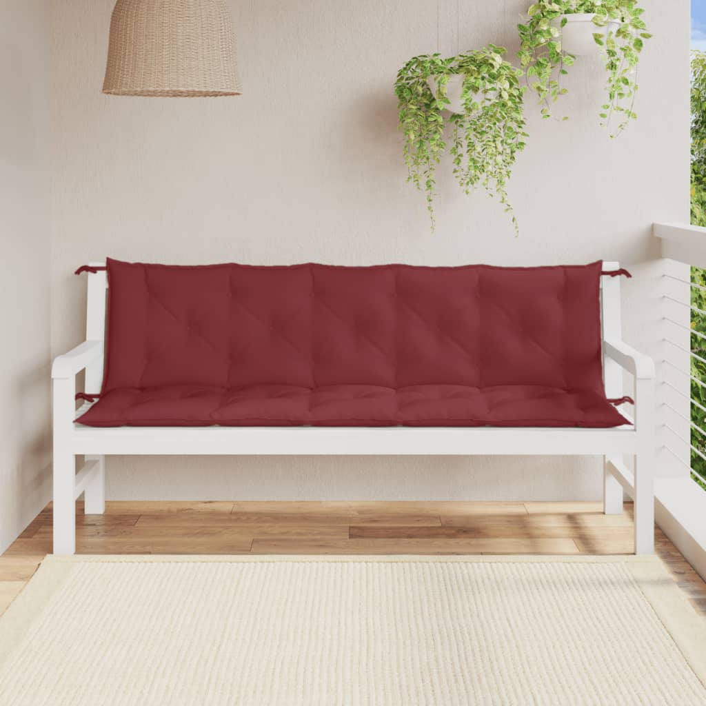 Havebænkhynder 2 stk Melange vinrød 180x50x7 cm stof