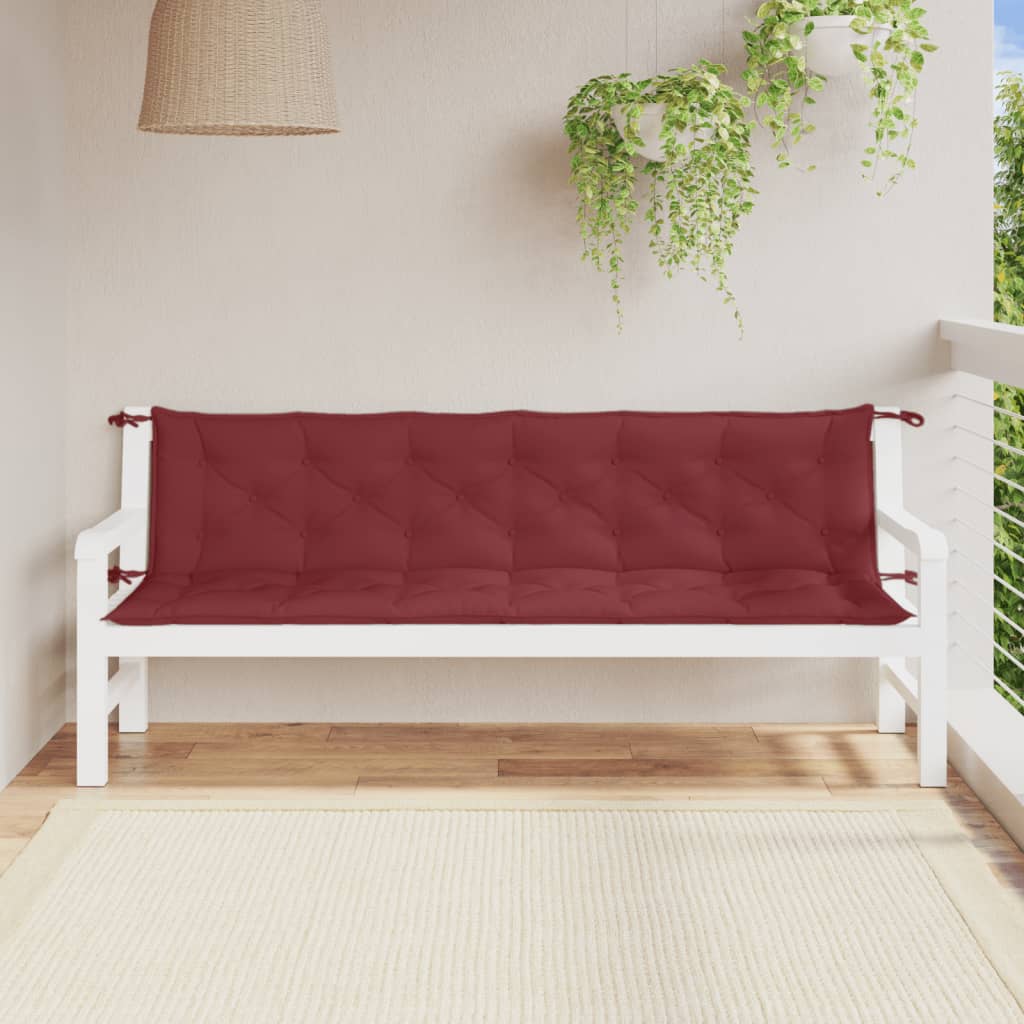 Havebænkhynder 2 stk Melange vinrød 200x50x7 cm stof