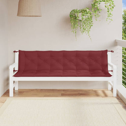 Havebænkhynder 2 stk Melange vinrød 200x50x7 cm stof