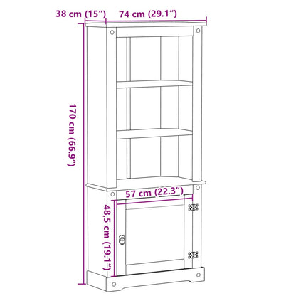 Highboard Corona 74x38x170 cm massiv fyrretræ