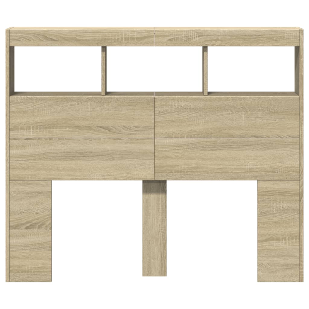 LED-Kopfteil mit Ablagen Sonoma-Eiche 120x17x102 cm
