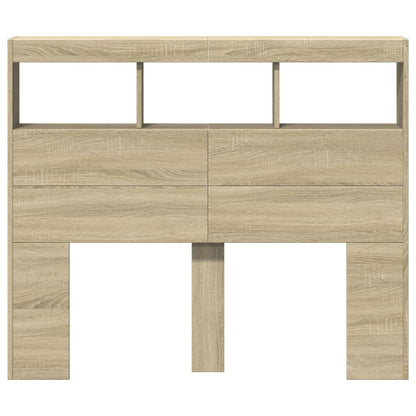LED-Kopfteil mit Ablagen Sonoma-Eiche 120x17x102 cm