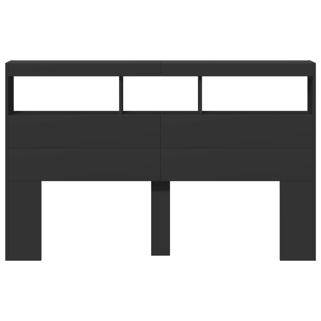 LED-Kopfteil mit Ablagen Schwarz 160x17x102 cm