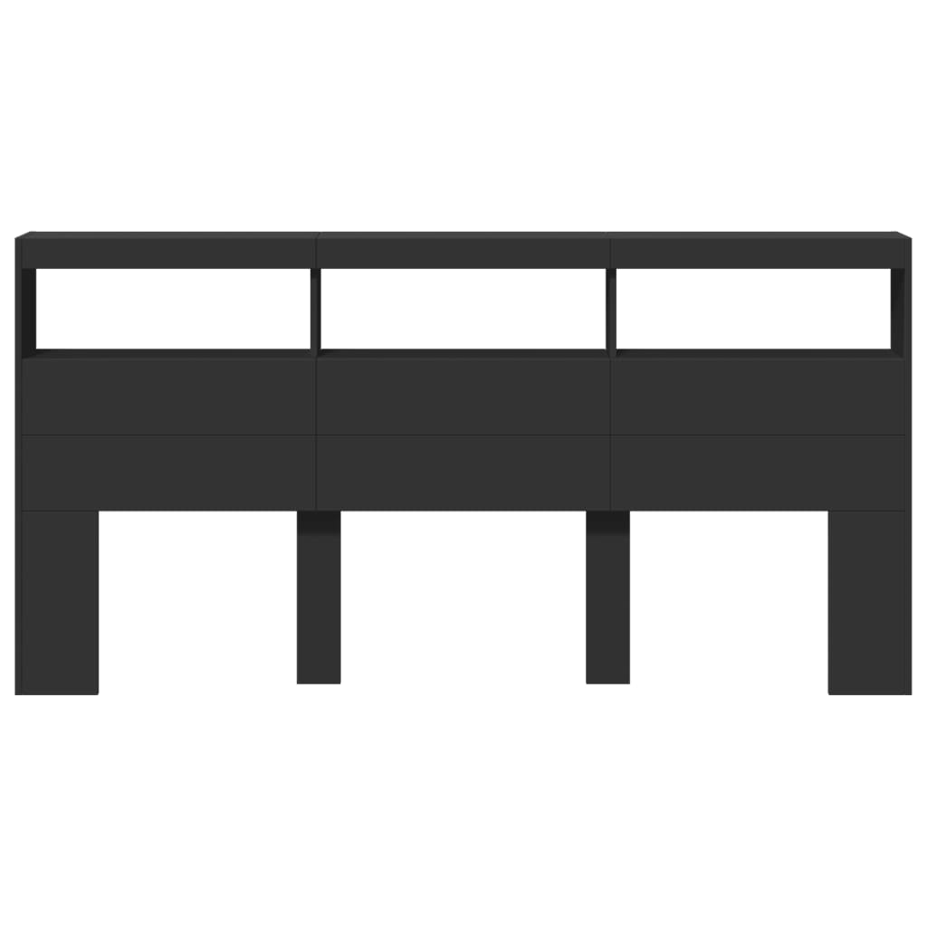 LED-Kopfteil mit Ablagen Schwarz 200x17x102 cm