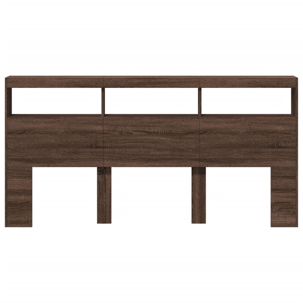 LED-Kopfteil mit Ablagen Braun Eichen-Optik 200x17x102 cm