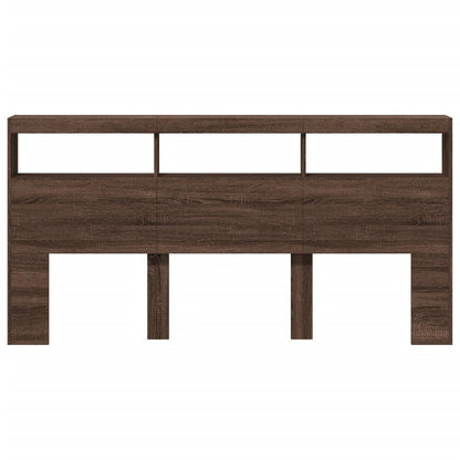 LED-Kopfteil mit Ablagen Braun Eichen-Optik 200x17x102 cm