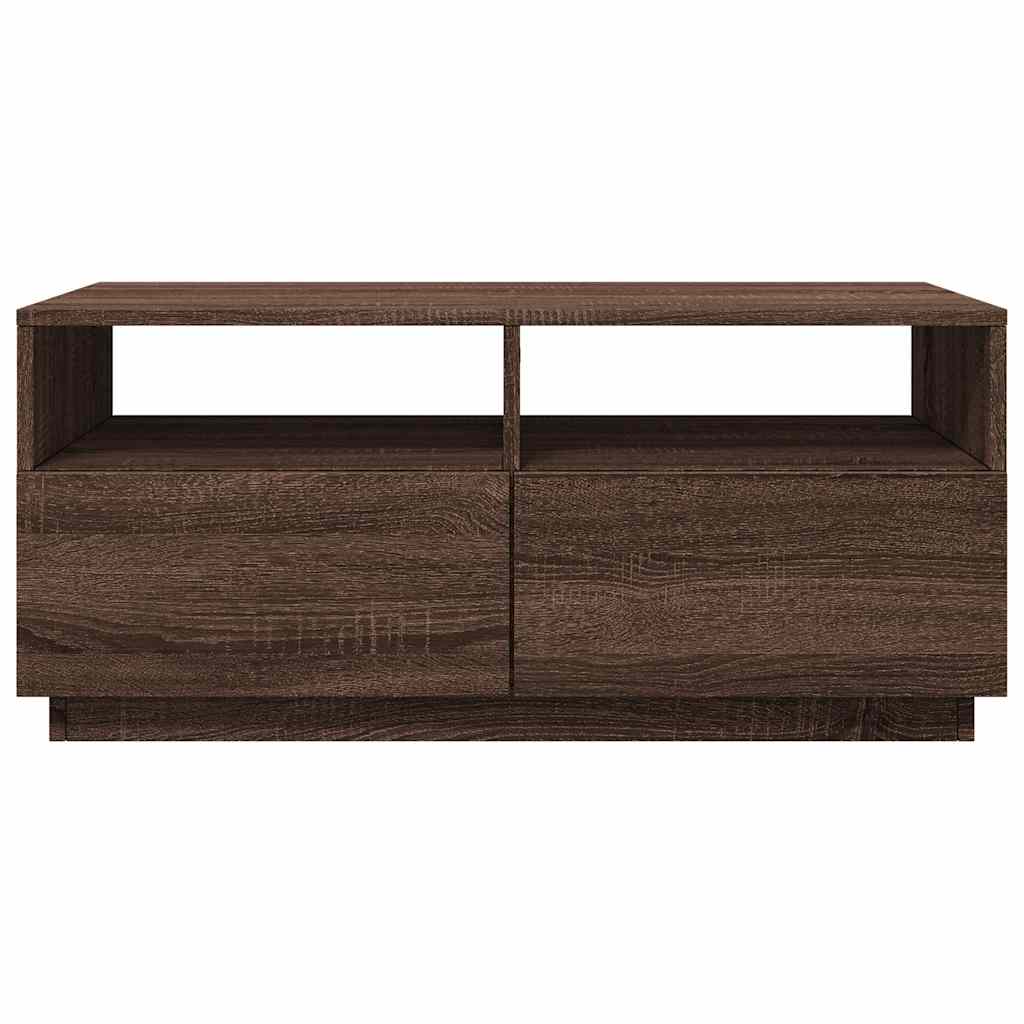 Couchtisch mit LED-Leuchten Braun Eichen-Optik 90x49x40 cm