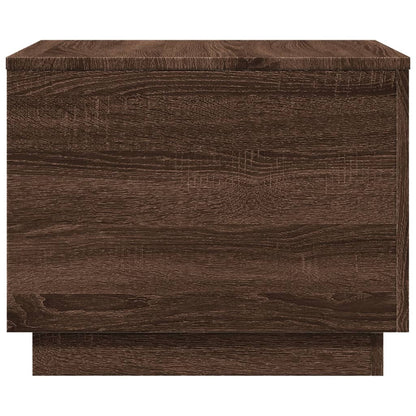 Sofabord med LED lys brun eg look 50x50x40 cm