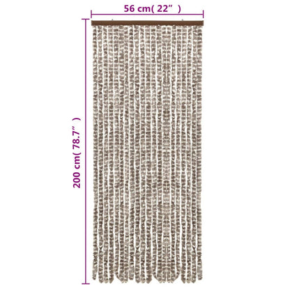 Fliegenvorhang Taupe und Weiß 56x200 cm Chenille