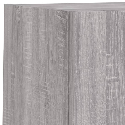 4-tlg. TV-Wohnwand mit LED-Leuchten Grau Sonoma