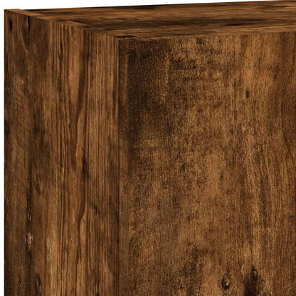 4-tlg. Wohnwand mit LED-Beleuchtung Räuchereiche Holzwerkstoff