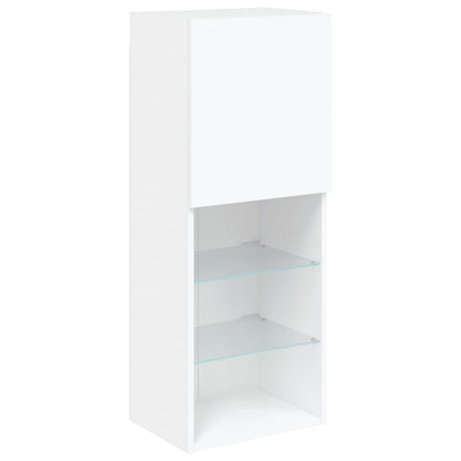 4-tlg. Wohnwand mit LED-Beleuchtung Weiß Holzwerkstoff