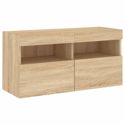 5-tlg. Wohnwand mit LED-Beleuchtung Sonoma-Eiche Holzwerkstoff