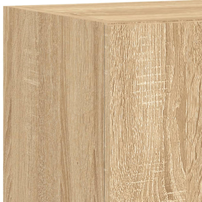 4-tlg. Wohnwand mit LED-Beleuchtung Sonoma-Eiche Holzwerkstoff