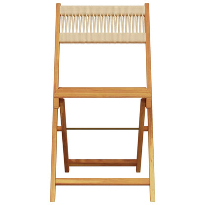 Bistrostühle 2 Stk. Beige Massivholz Akazie und Kordel