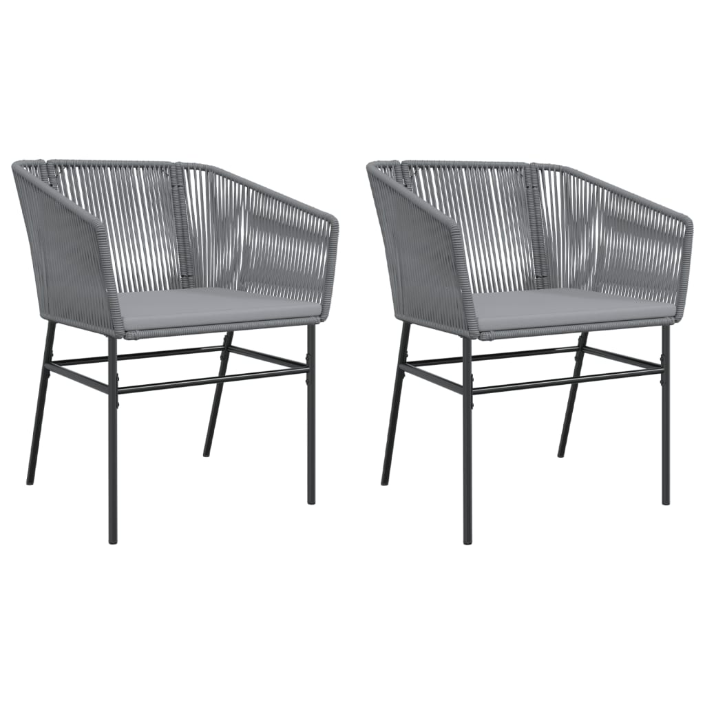 Gartenstühle 2 Stk. mit Kissen Grau Poly Rattan