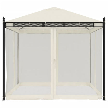 Pavillon mit Netzwänden Creme 2,93x2,93 m Stahl